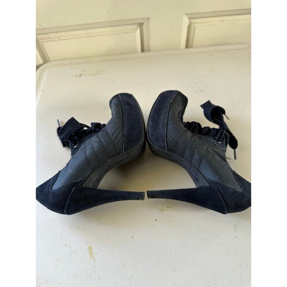 Pedro Garcia Lady Stack Rizzo Blue Nylon Suede Lace Up Italian Ankle Boots US 7 - Picture 6 of 12